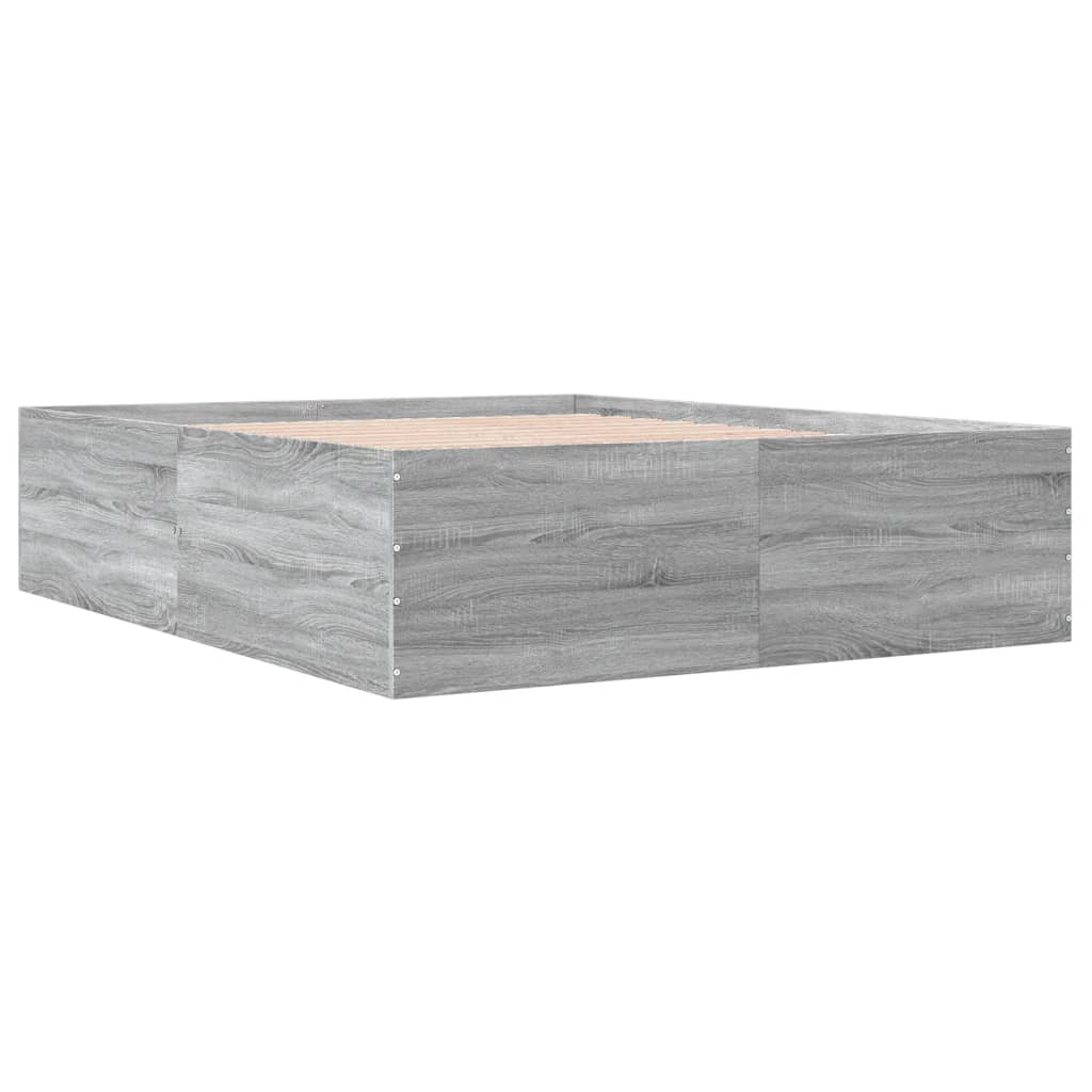 Cadru de pat, gri sonoma, 160x200 cm, lemn prelucrat GartenMobel Dekor