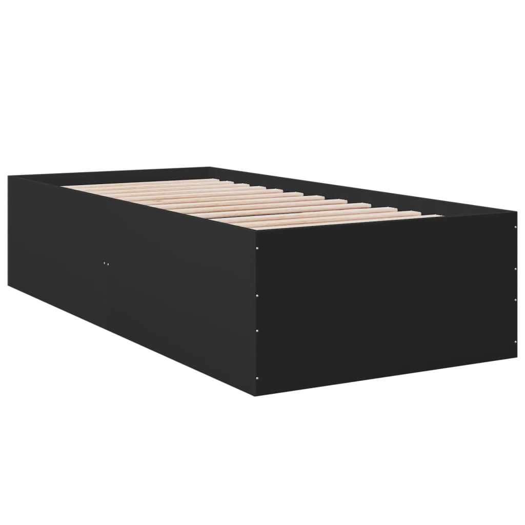 Cadru de pat, negru, 100x200 cm, lemn prelucrat GartenMobel Dekor