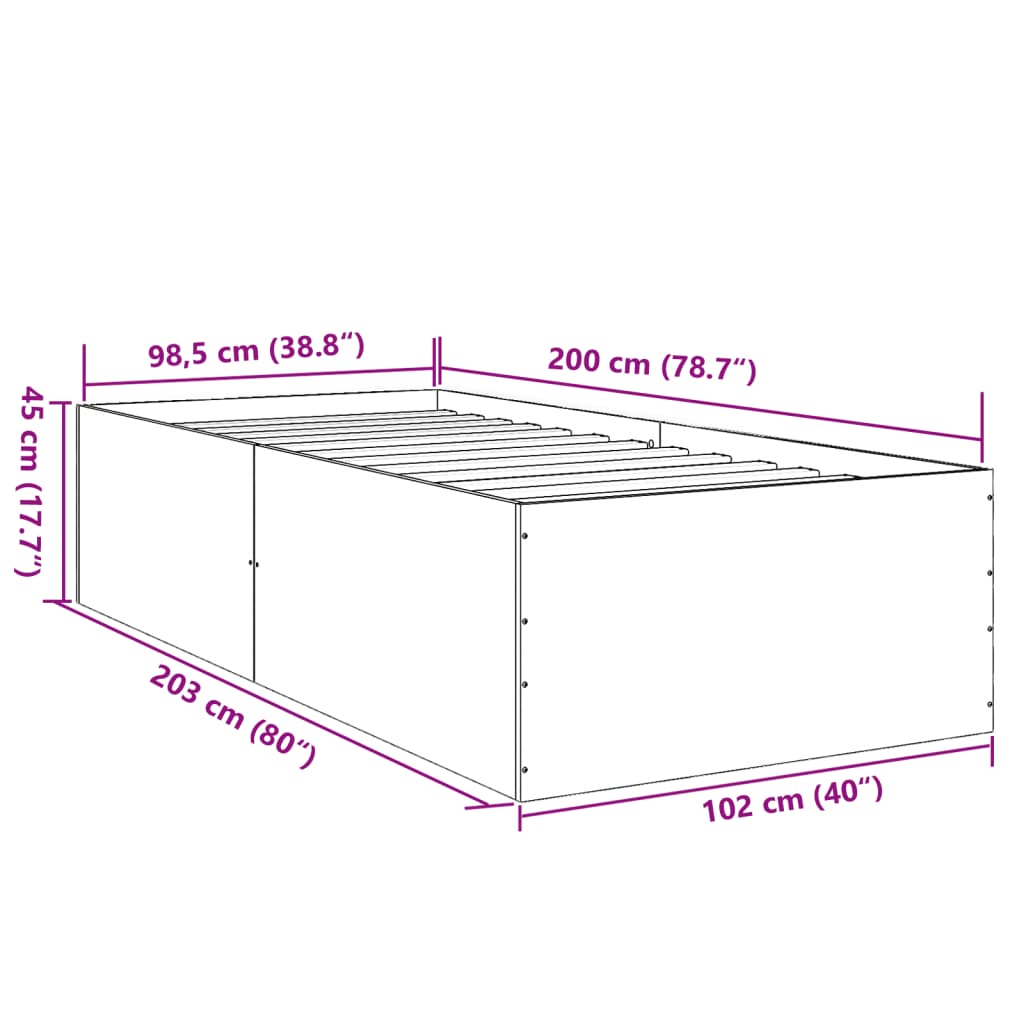 Cadru de pat, negru, 100x200 cm, lemn prelucrat GartenMobel Dekor