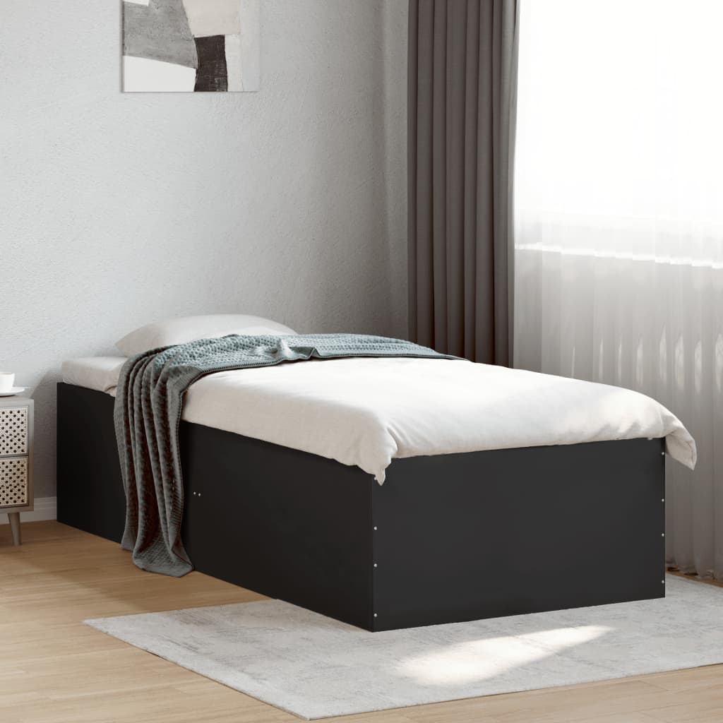 Cadru de pat, negru, 100x200 cm, lemn prelucrat GartenMobel Dekor