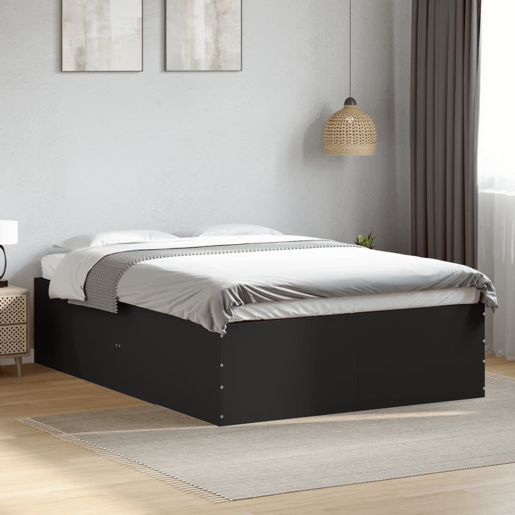 Cadru de pat, negru, 140x190 cm, lemn prelucrat GartenMobel Dekor