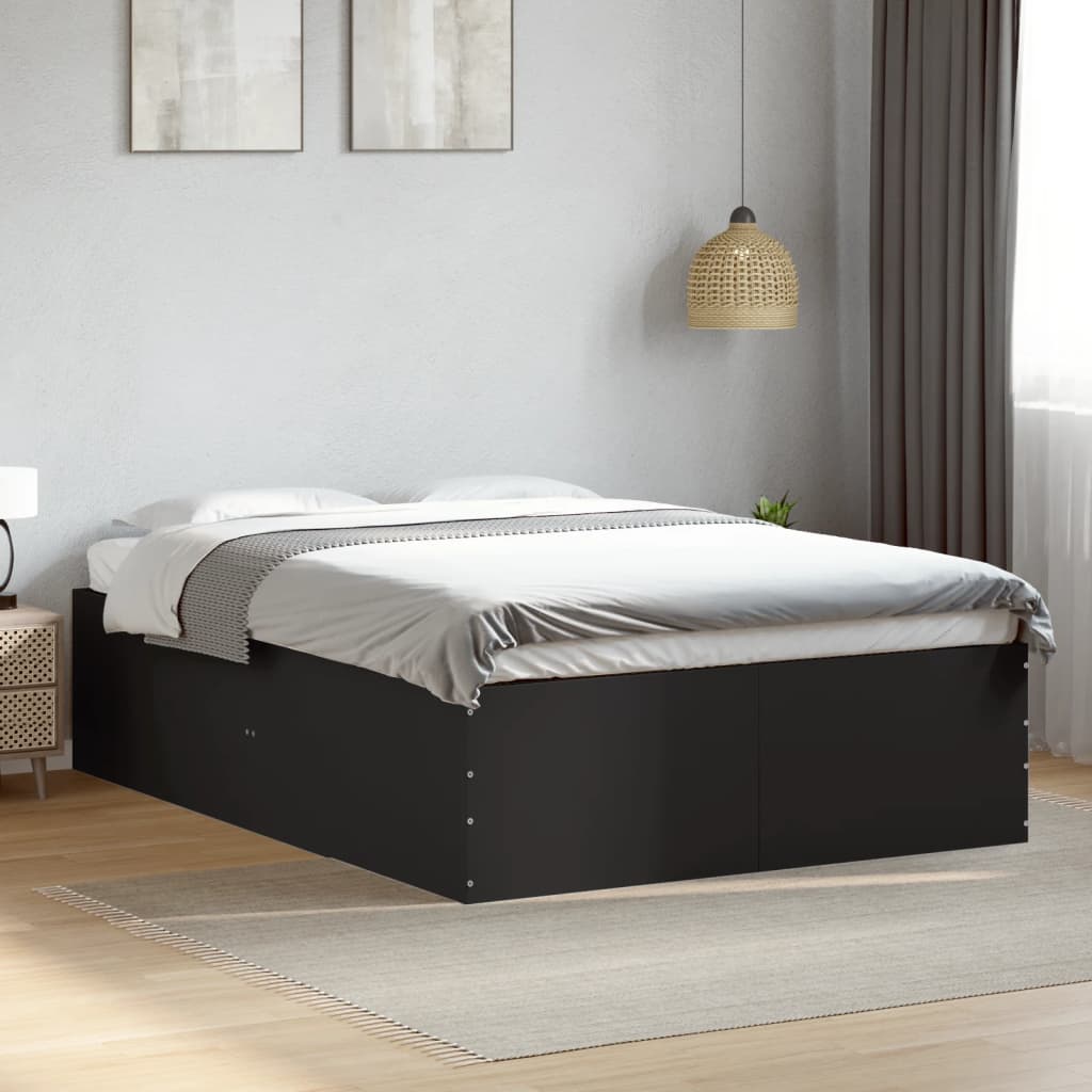 Cadru de pat, negru, 140x200 cm, lemn prelucrat GartenMobel Dekor