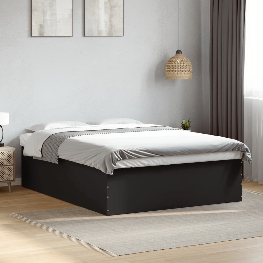 Cadru de pat, negru, 150x200 cm, lemn prelucrat GartenMobel Dekor