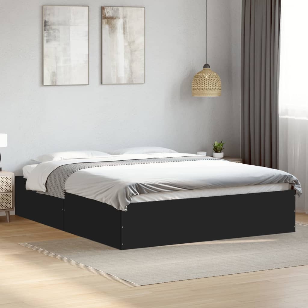 Cadru de pat, negru, 160x200 cm, lemn prelucrat GartenMobel Dekor