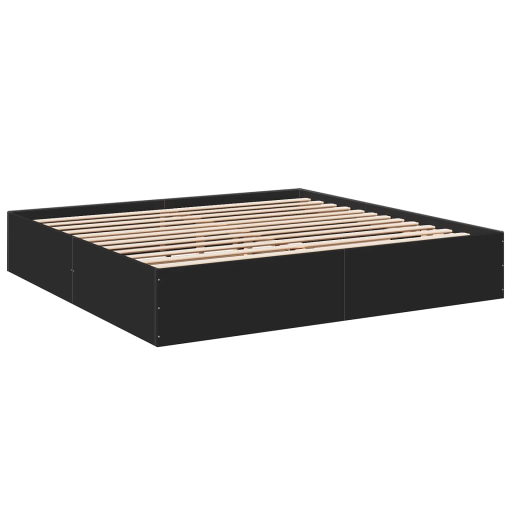 Cadru de pat, negru, 200x200 cm, lemn prelucrat GartenMobel Dekor