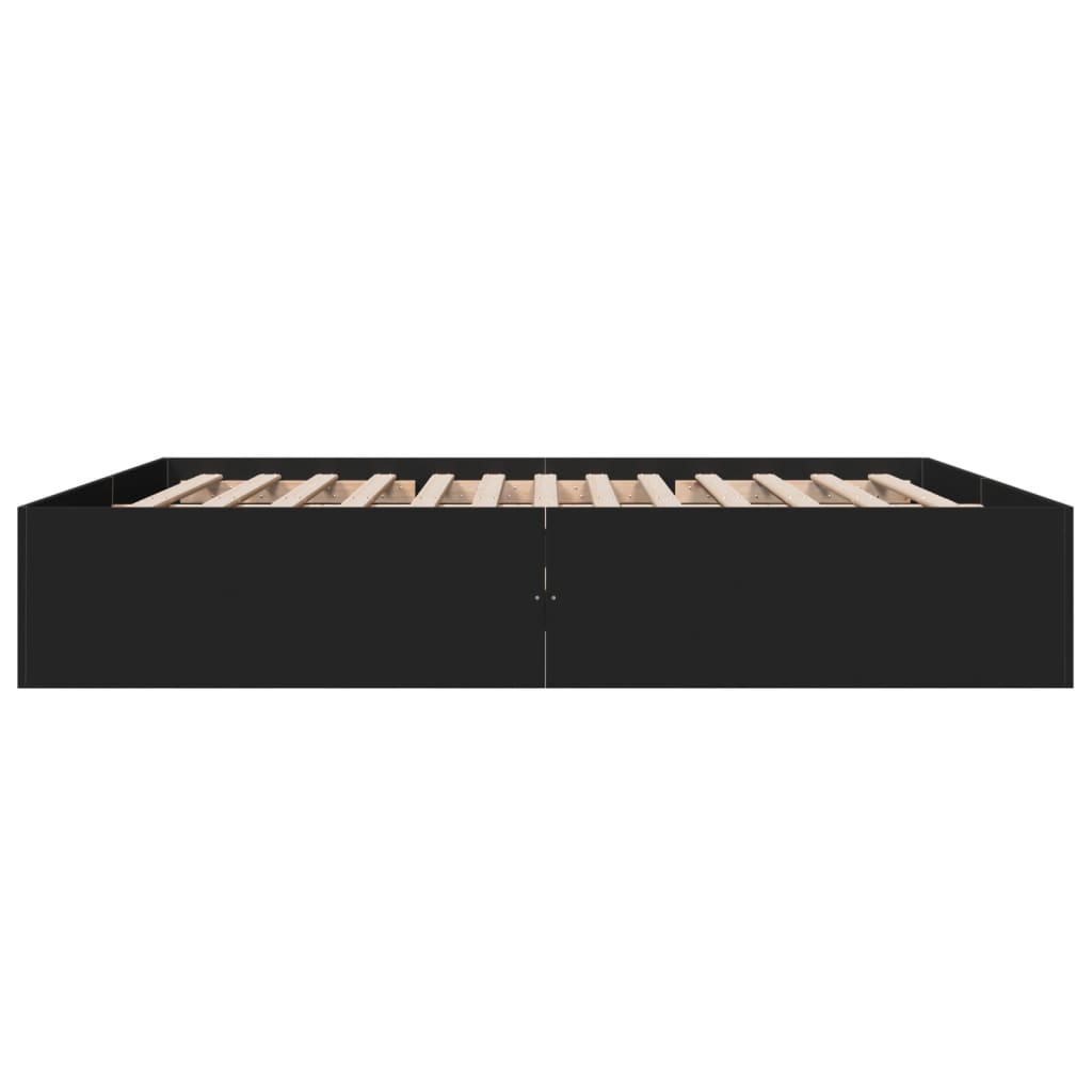 Cadru de pat, negru, 200x200 cm, lemn prelucrat GartenMobel Dekor