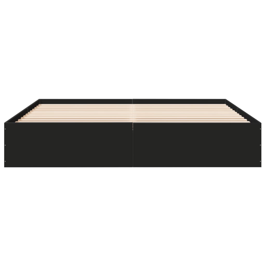 Cadru de pat, negru, 200x200 cm, lemn prelucrat GartenMobel Dekor