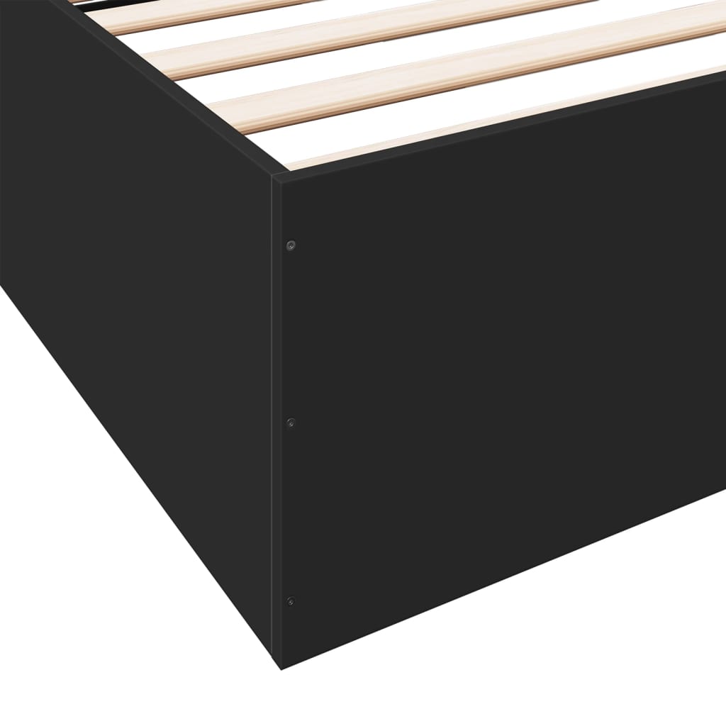 Cadru de pat, negru, 200x200 cm, lemn prelucrat GartenMobel Dekor