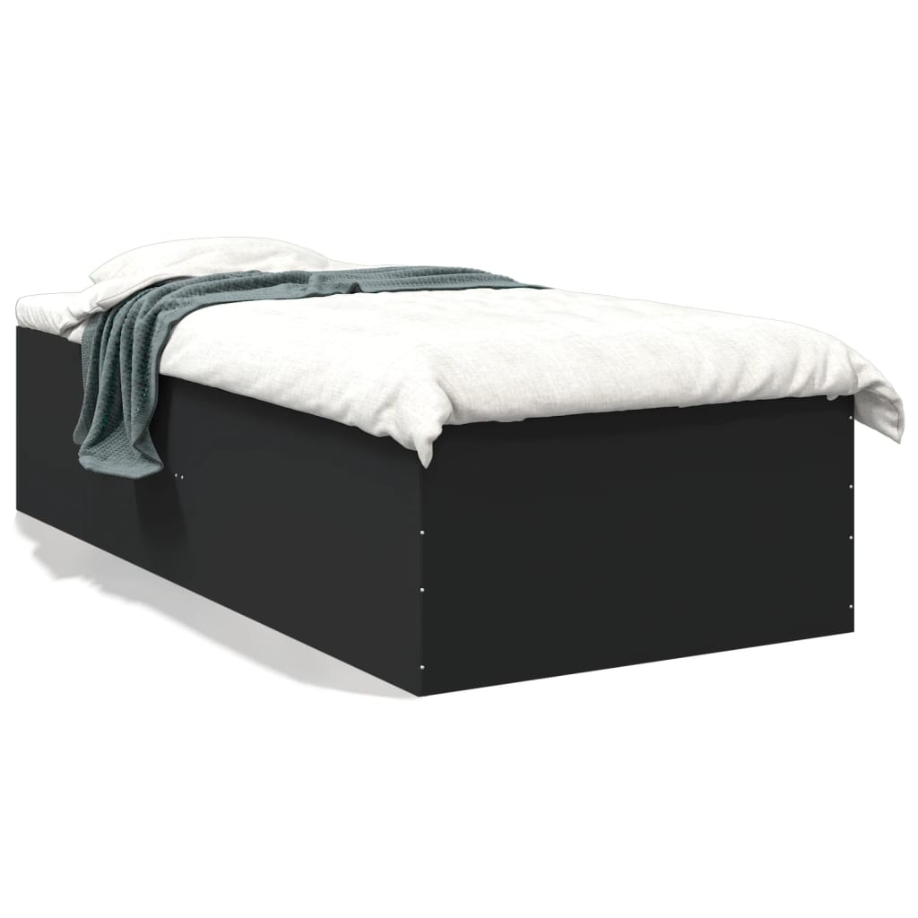 Cadru de pat, negru, 75x190 cm, lemn prelucrat GartenMobel Dekor
