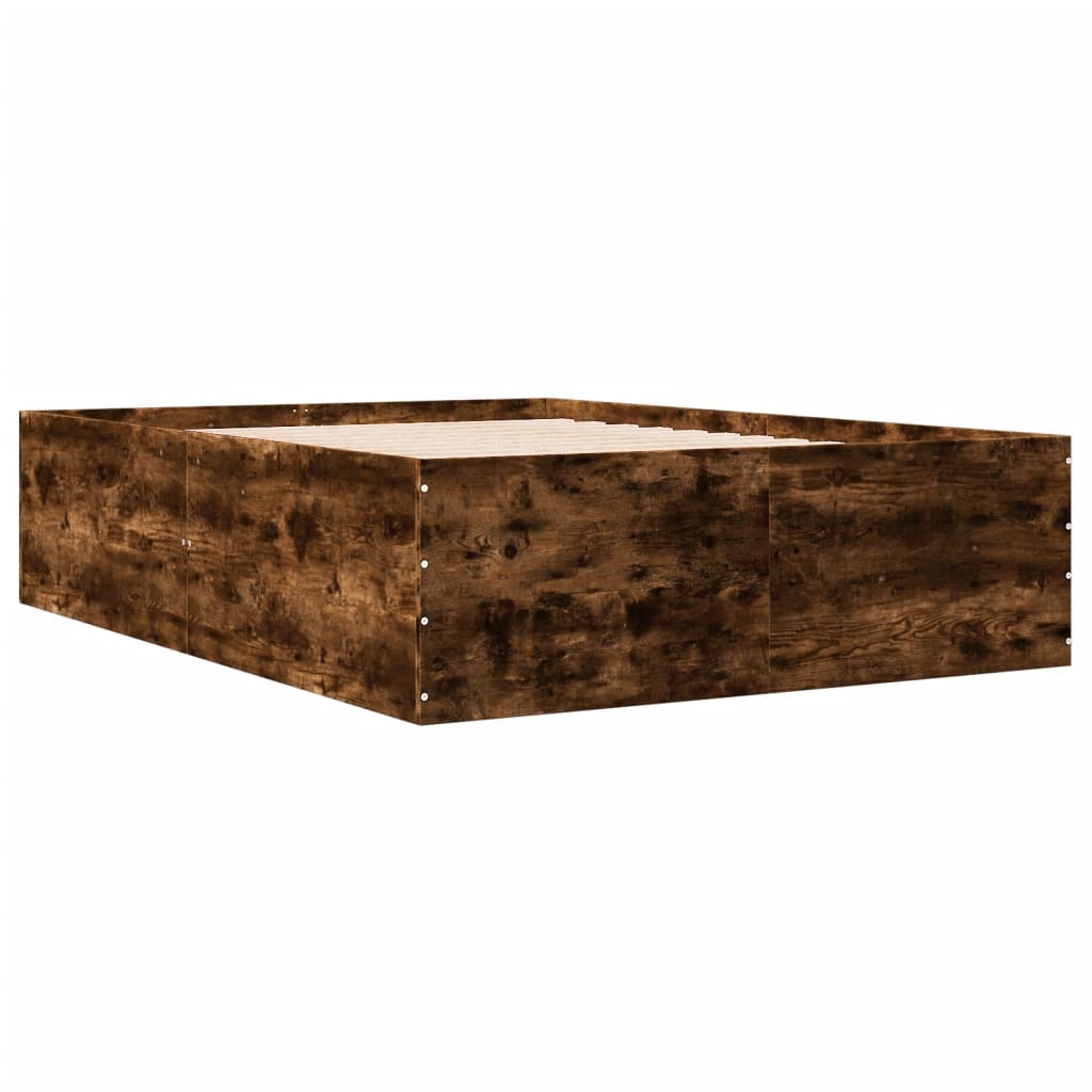 Cadru de pat, stejar afumat, 140x190 cm, lemn prelucrat GartenMobel Dekor