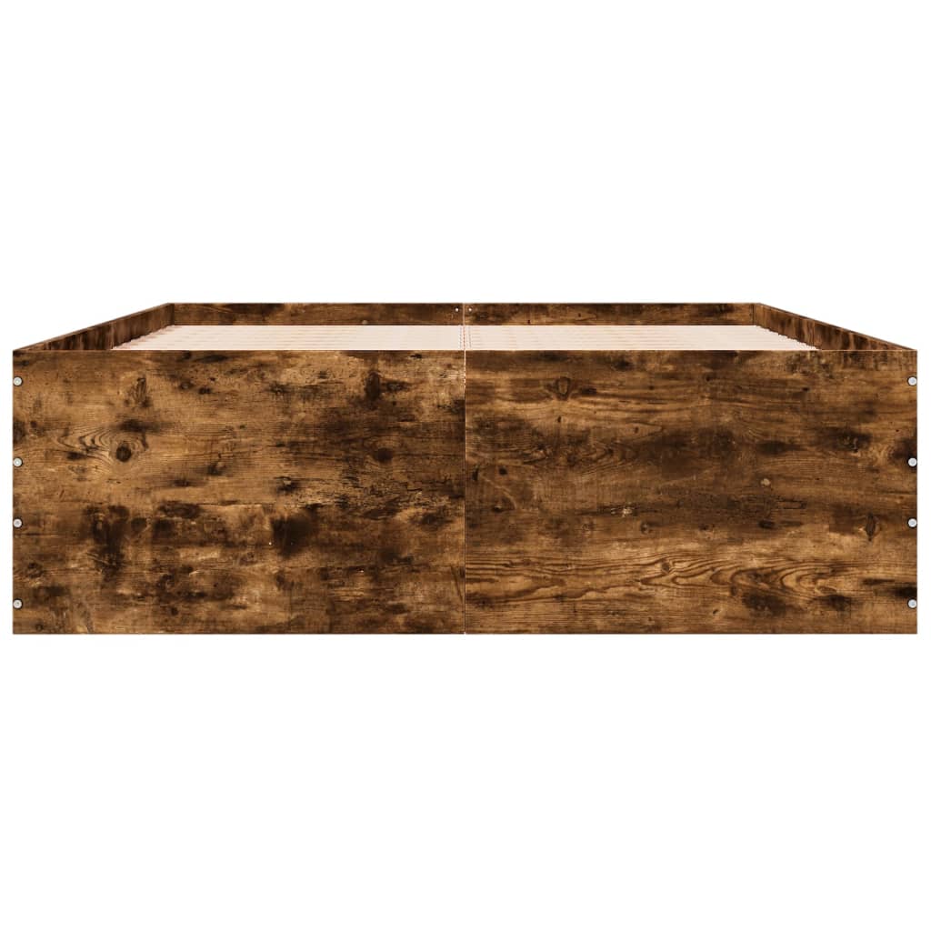 Cadru de pat, stejar afumat, 140x190 cm, lemn prelucrat GartenMobel Dekor