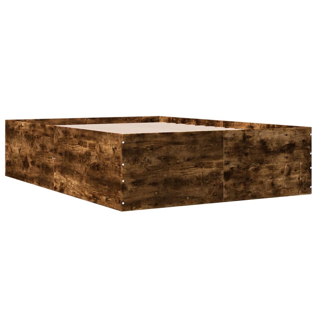 Cadru de pat, stejar afumat, 140x190 cm, lemn prelucrat GartenMobel Dekor