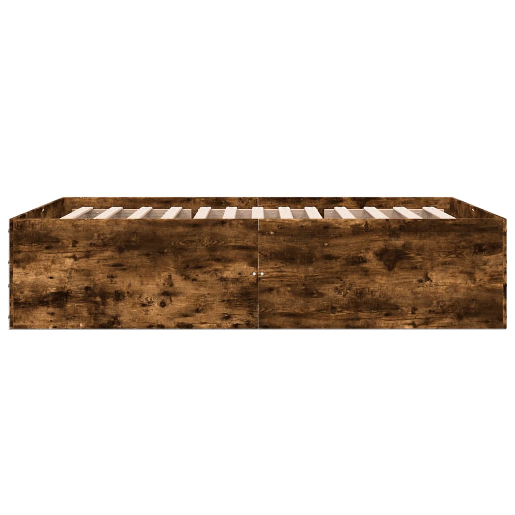 Cadru de pat, stejar afumat, 140x190 cm, lemn prelucrat GartenMobel Dekor