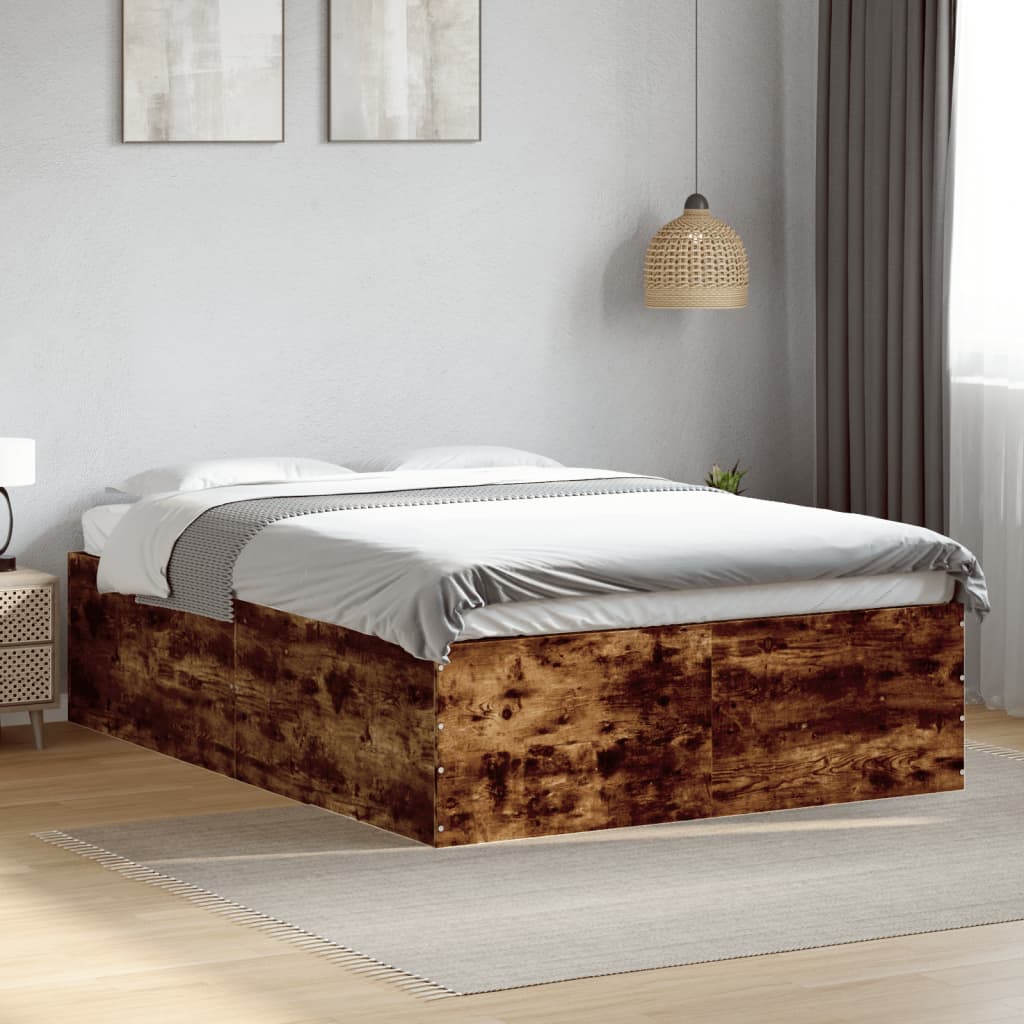 Cadru de pat, stejar fumuriu, 140x200 cm, lemn prelucrat GartenMobel Dekor