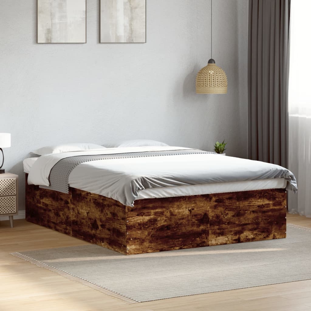 Cadru de pat, stejar fumuriu, 160x200 cm, lemn prelucrat GartenMobel Dekor