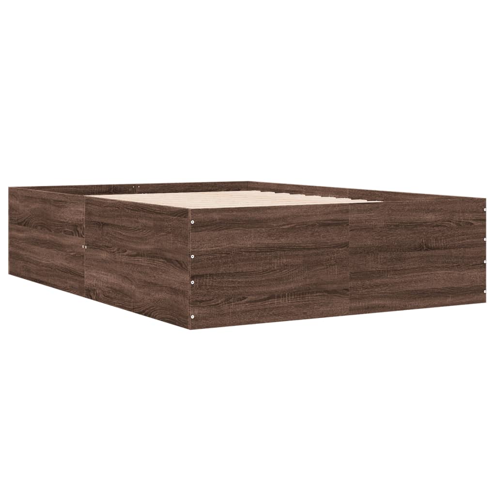 Cadru de pat, stejar maro, 120x200 cm, lemn prelucrat GartenMobel Dekor