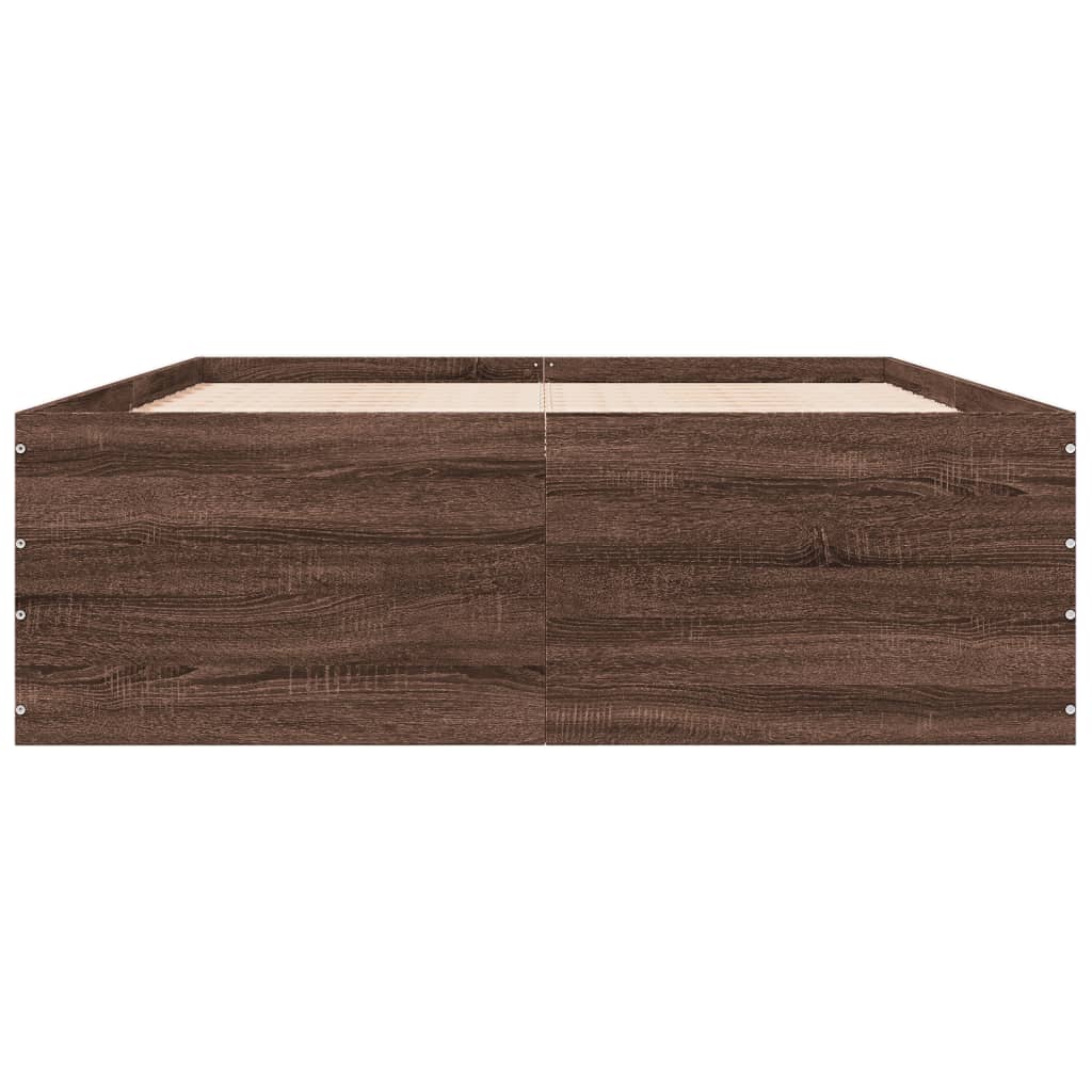 Cadru de pat, stejar maro, 135x190 cm, lemn prelucrat GartenMobel Dekor