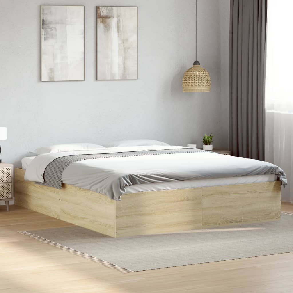 Cadru de pat, stejar sonoma, 150x200 cm, lemn prelucrat GartenMobel Dekor