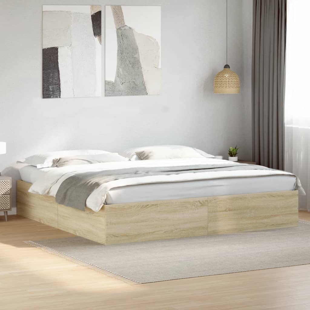 Cadru de pat, stejar sonoma, 200x200 cm, lemn prelucrat GartenMobel Dekor