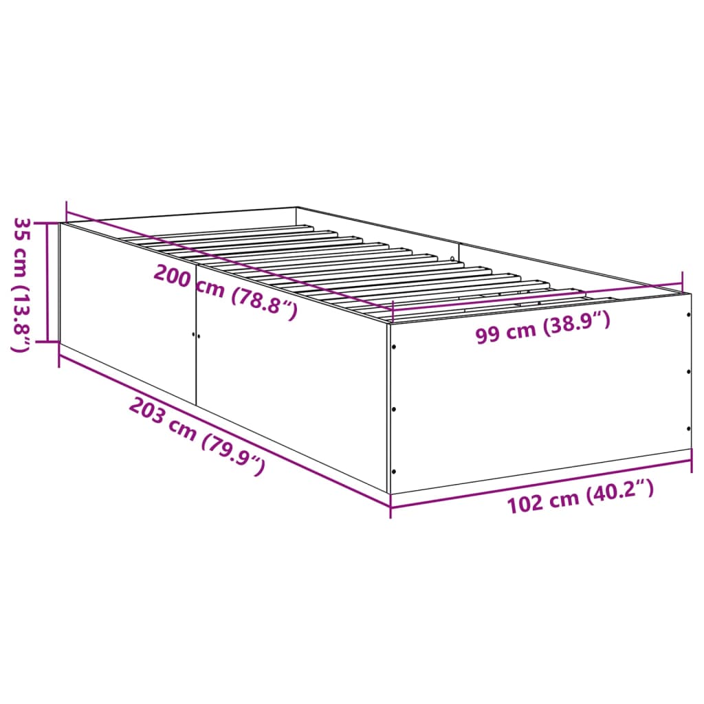 Cadru de pat, alb, 100x200 cm, lemn prelucrat GartenMobel Dekor
