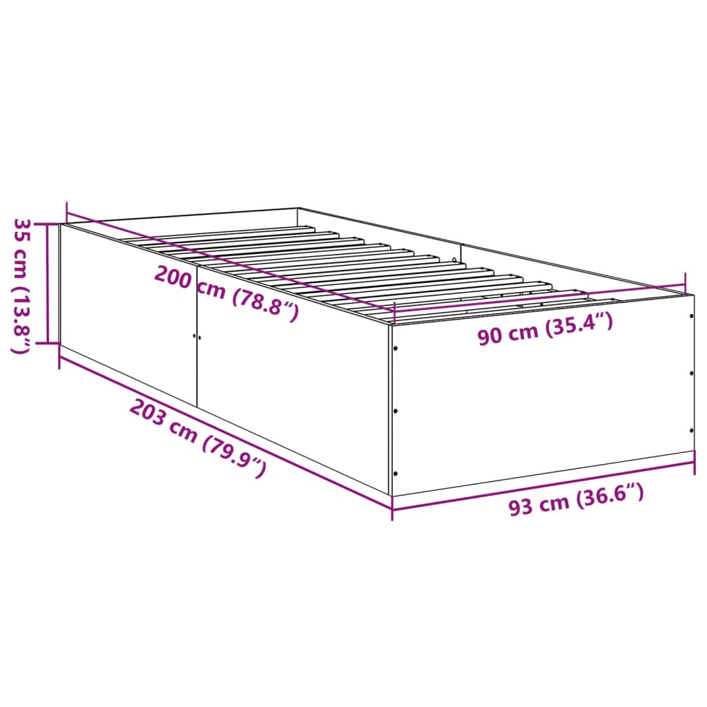 Cadru de pat, alb, 90x200 cm, lemn prelucrat GartenMobel Dekor