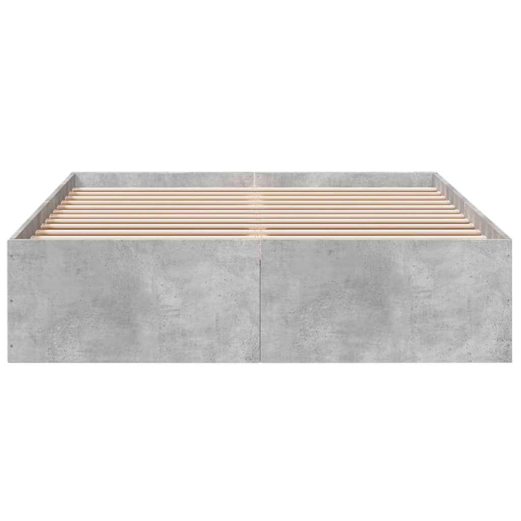 Cadru de pat, gri beton, 135x190 cm, lemn prelucrat GartenMobel Dekor