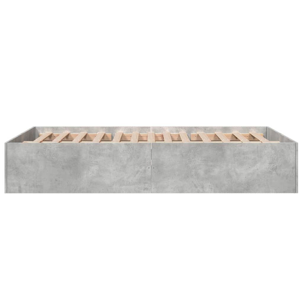 Cadru de pat, gri beton, 135x190 cm, lemn prelucrat GartenMobel Dekor