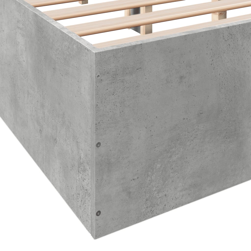 Cadru de pat, gri beton, 135x190 cm, lemn prelucrat GartenMobel Dekor