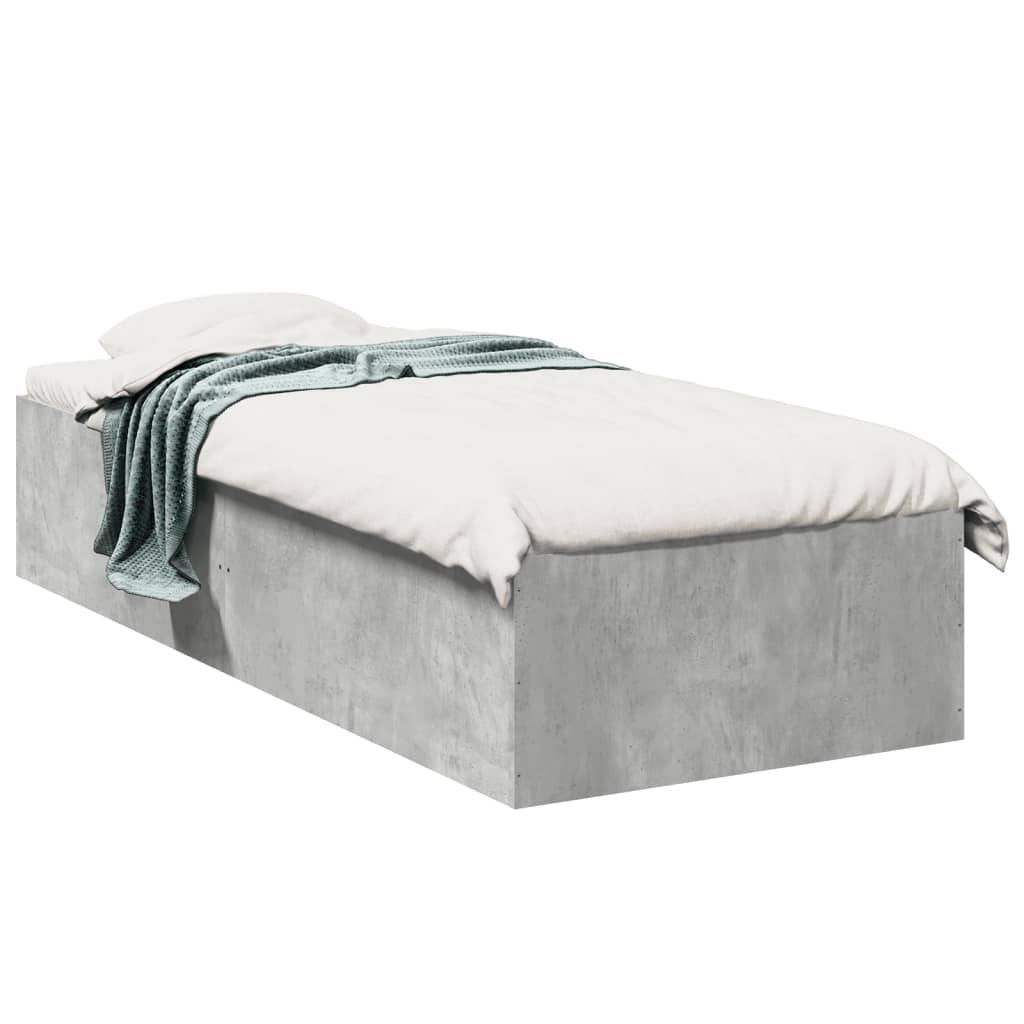 Cadru de pat, gri beton, 90x190 cm, lemn prelucrat GartenMobel Dekor