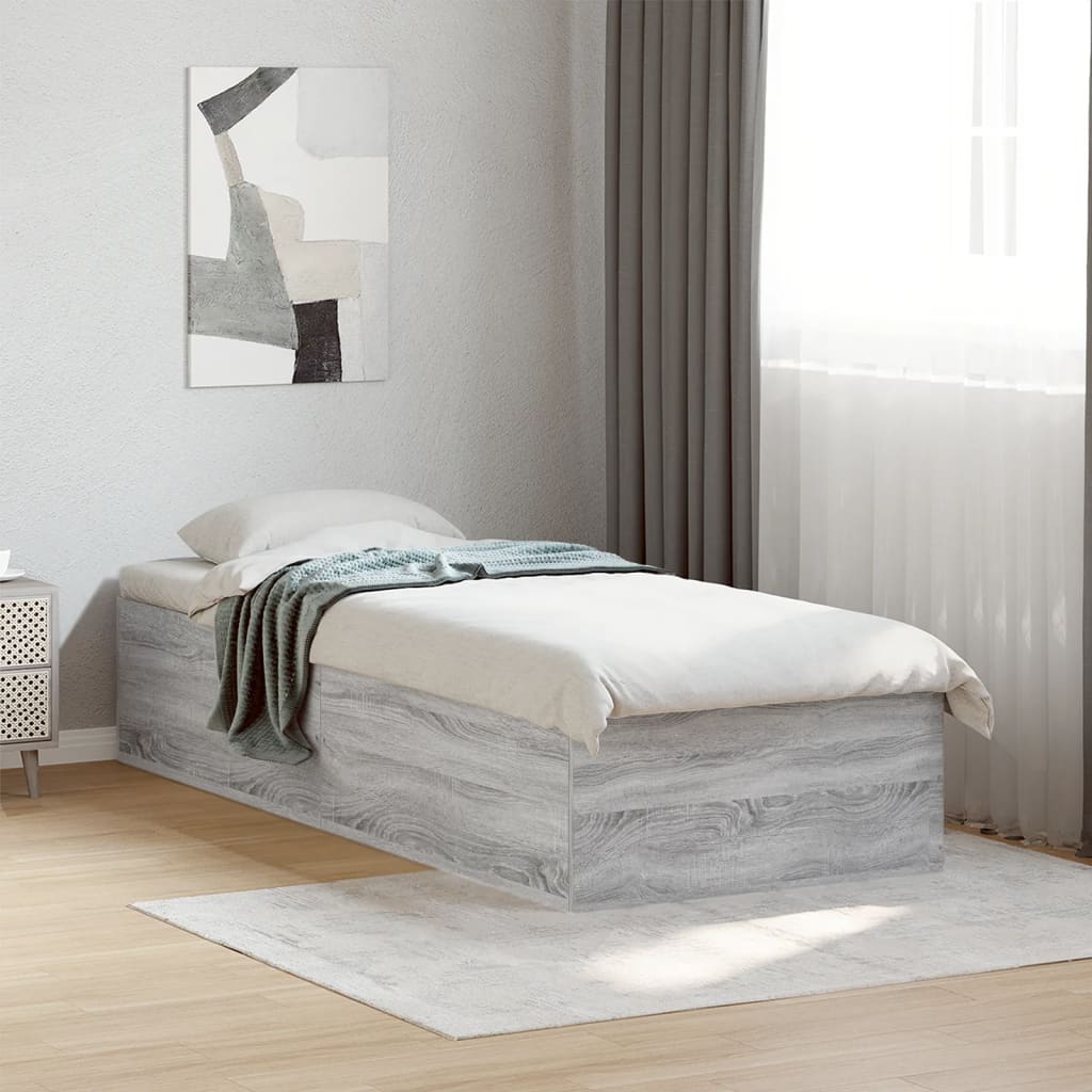 Cadru de pat, gri sonoma, 90x200 cm, lemn prelucrat GartenMobel Dekor