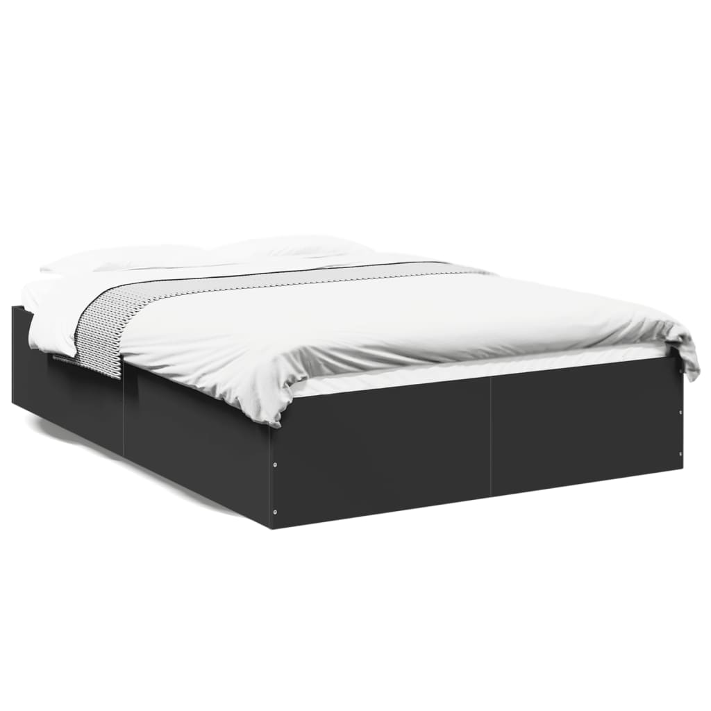 Cadru de pat, negru ,135x190 cm, lemn prelucrat GartenMobel Dekor