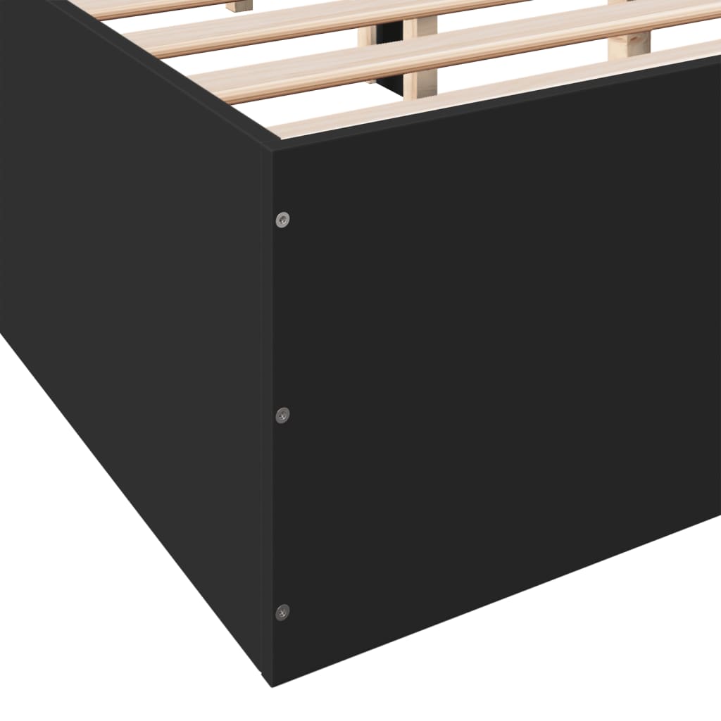 Cadru de pat, negru ,135x190 cm, lemn prelucrat GartenMobel Dekor