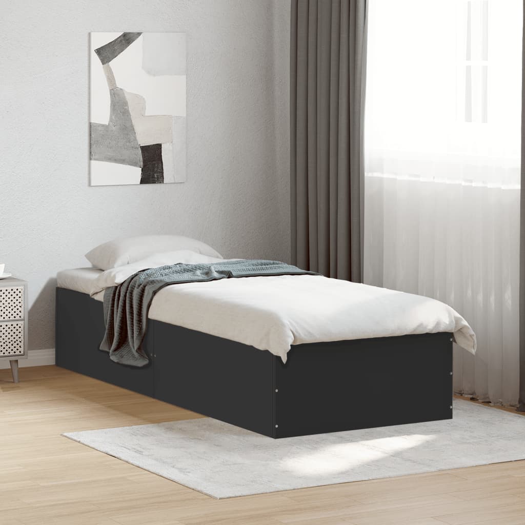 Cadru de pat, negru, 90x200 cm, lemn prelucrat GartenMobel Dekor