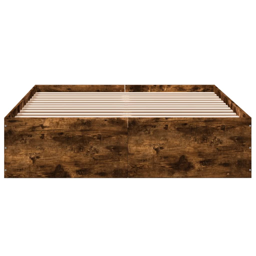 Cadru de pat, stejar afumat, 120x190 cm, lemn prelucrat GartenMobel Dekor