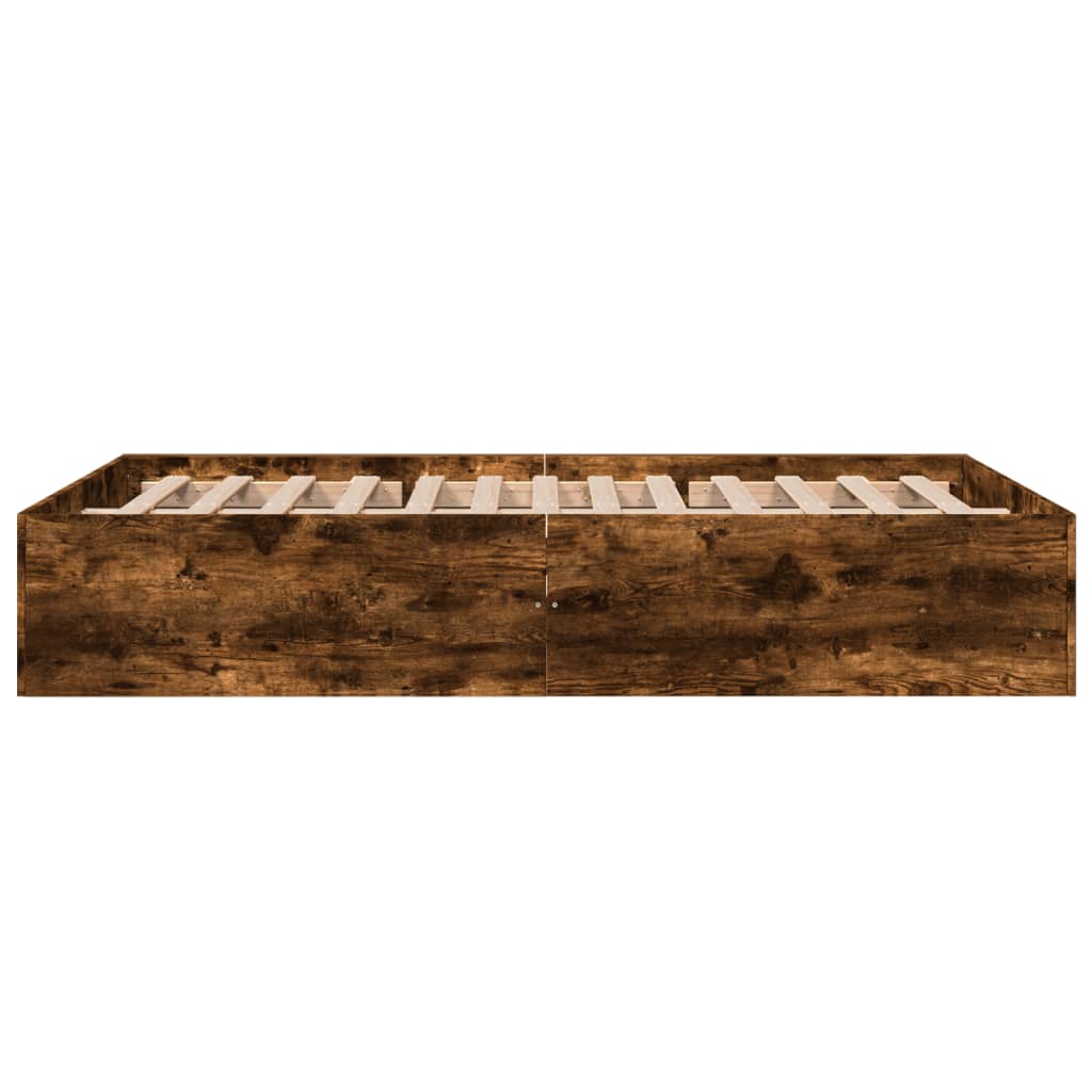 Cadru de pat, stejar afumat, 120x190 cm, lemn prelucrat GartenMobel Dekor