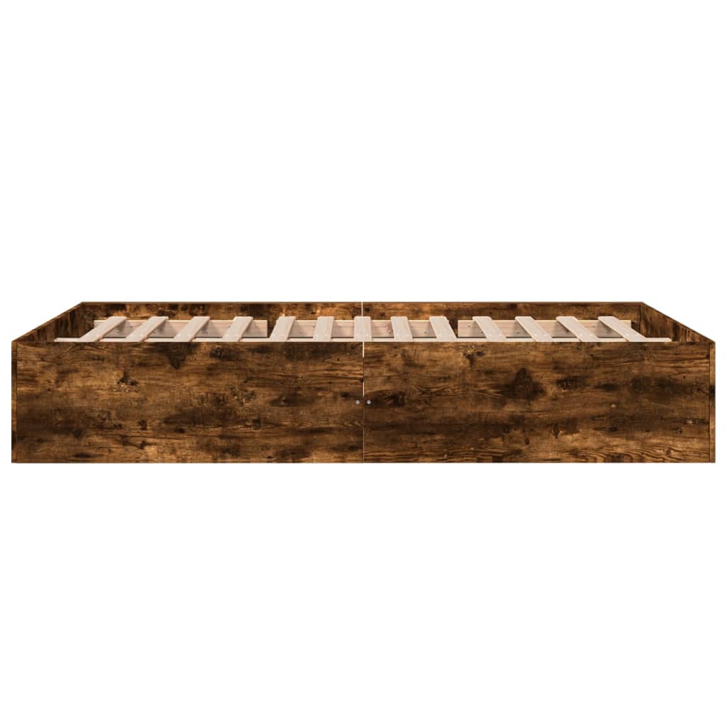 Cadru de pat, stejar afumat, 135x190 cm, lemn prelucrat GartenMobel Dekor