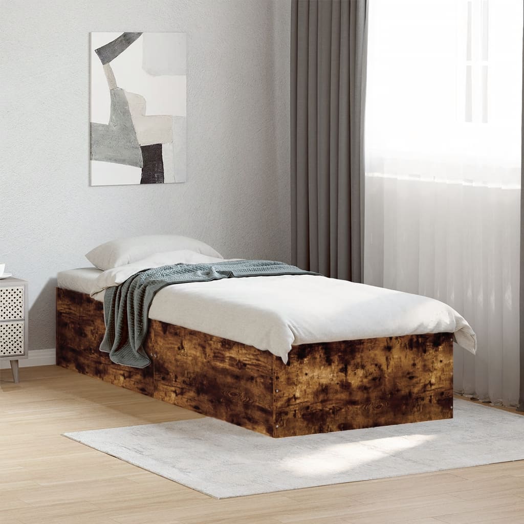 Cadru de pat, stejar fumuriu, 90x200 cm, lemn prelucrat GartenMobel Dekor