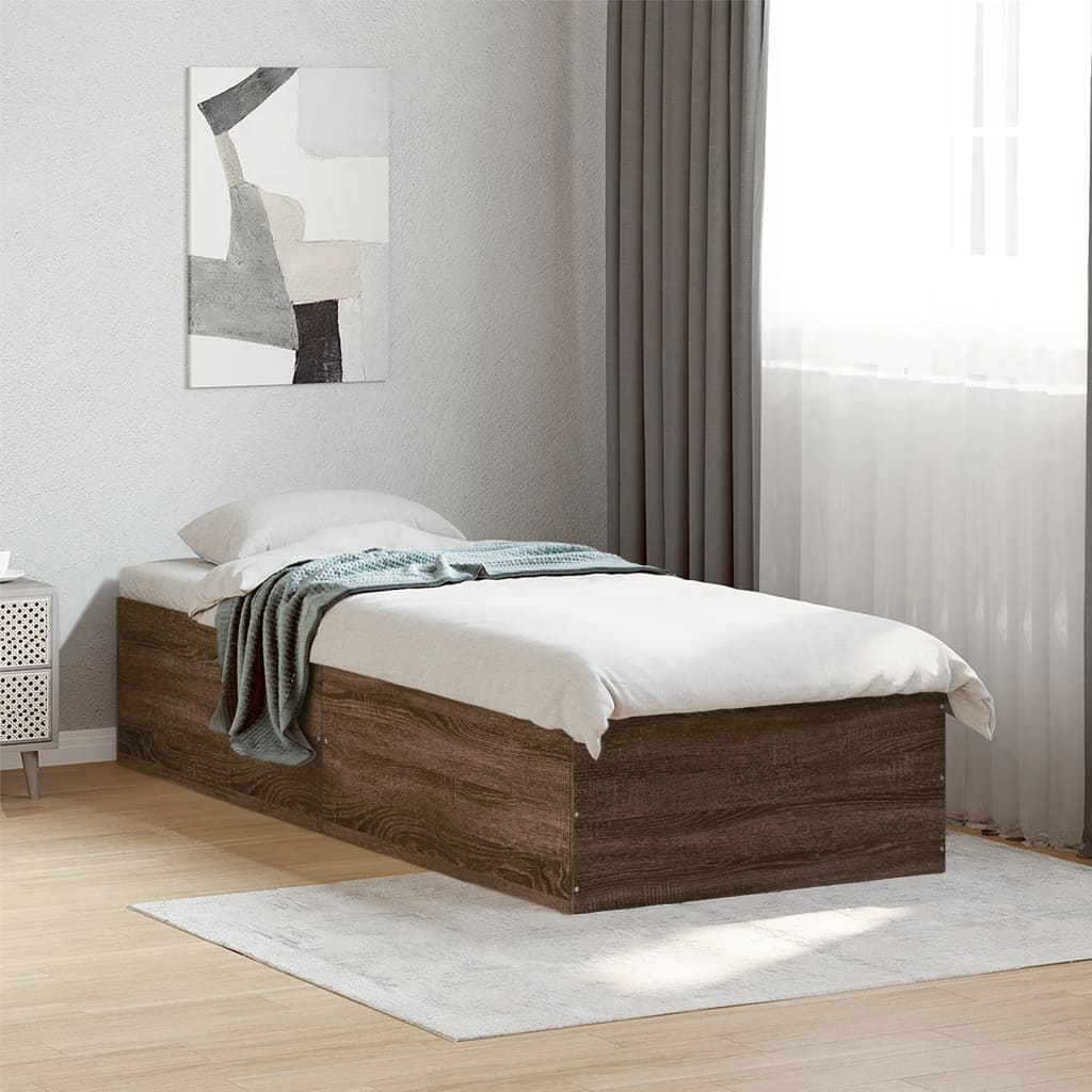 Cadru de pat, stejar maro, 100x200 cm, lemn prelucrat GartenMobel Dekor