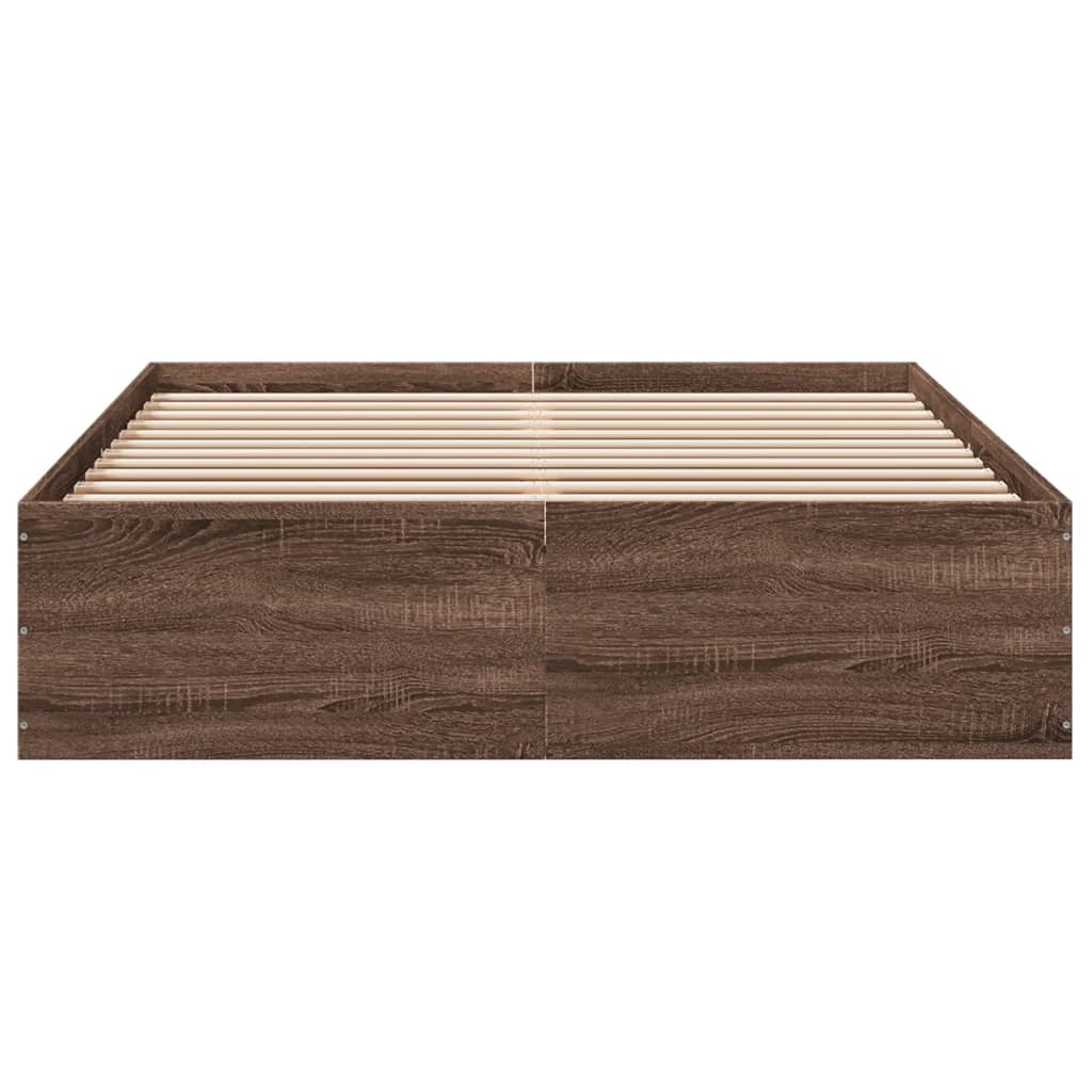 Cadru de pat, stejar maro, 135x190 cm, lemn prelucrat GartenMobel Dekor