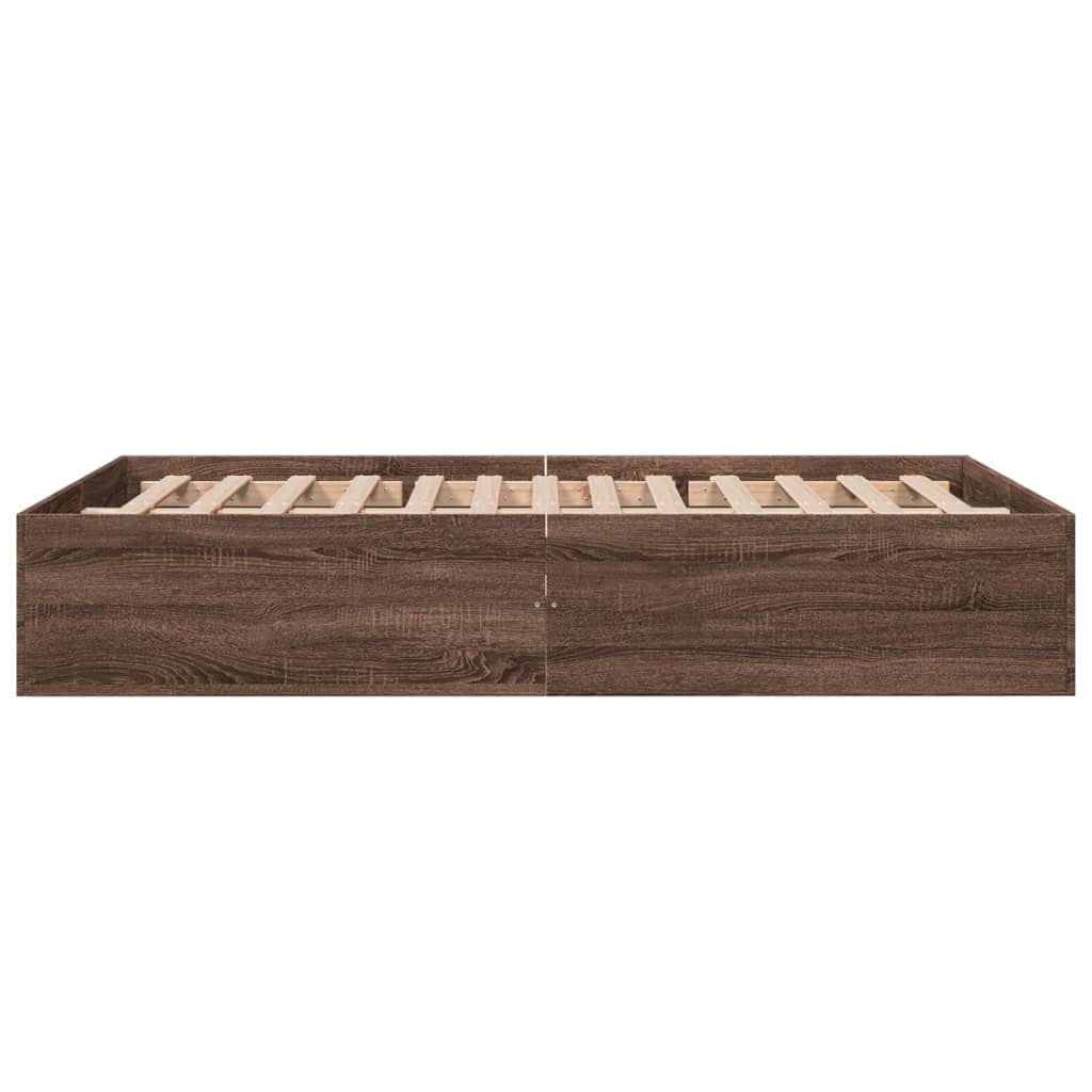 Cadru de pat, stejar maro, 135x190 cm, lemn prelucrat GartenMobel Dekor