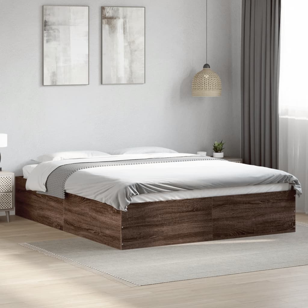 Cadru de pat, stejar maro, 150x200 cm, lemn prelucrat GartenMobel Dekor