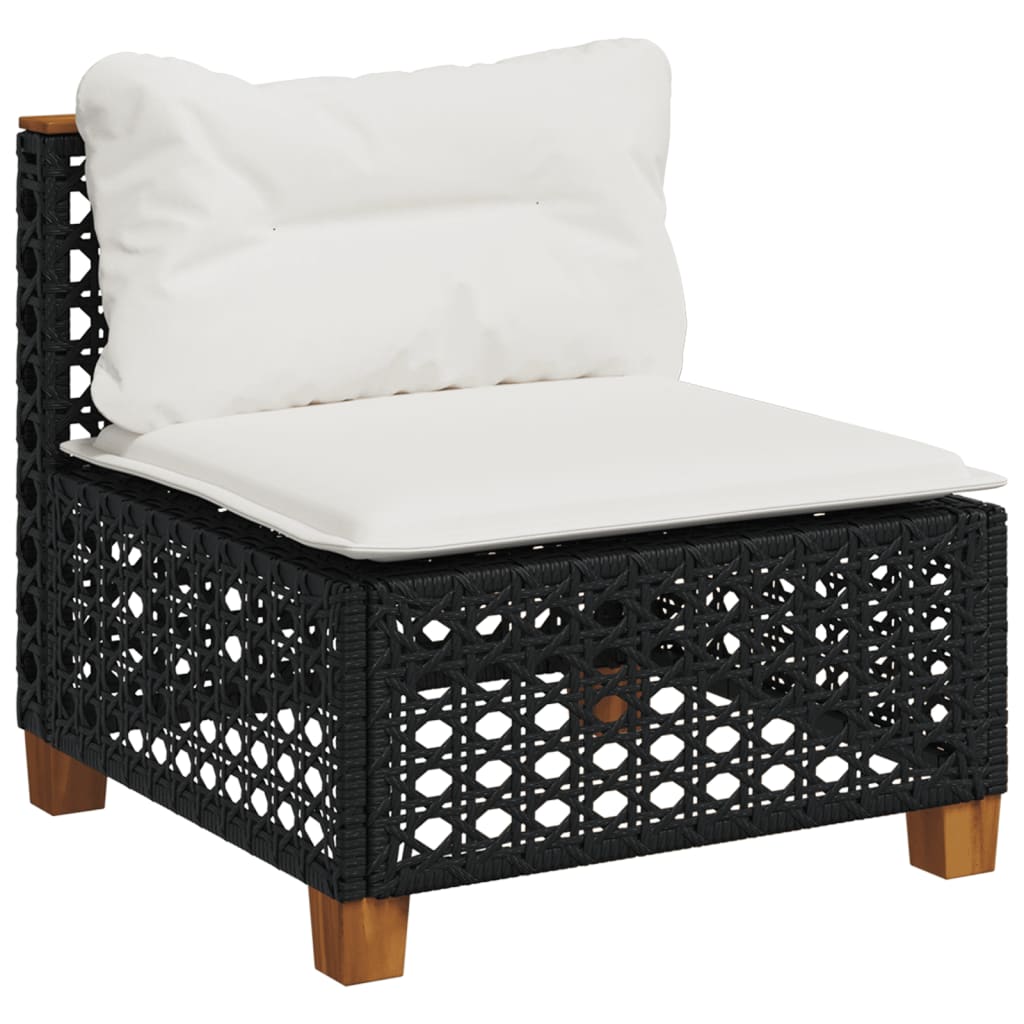 Set mobilier de grădină cu perne, 9 piese, negru, poliratan GartenMobel Dekor