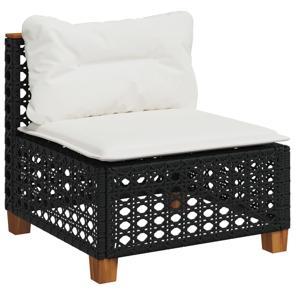 Set mobilier de grădină cu perne, 9 piese, negru, poliratan GartenMobel Dekor