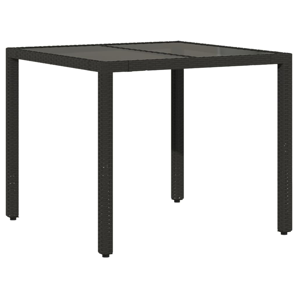 Set mobilier de grădină cu perne 3 piese negru poliratan&sticlă GartenMobel Dekor