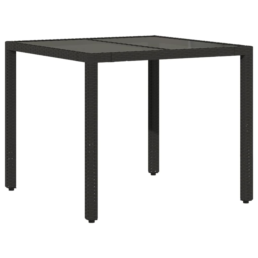 Set mobilier de grădină cu perne 3 piese negru poliratan&sticlă GartenMobel Dekor