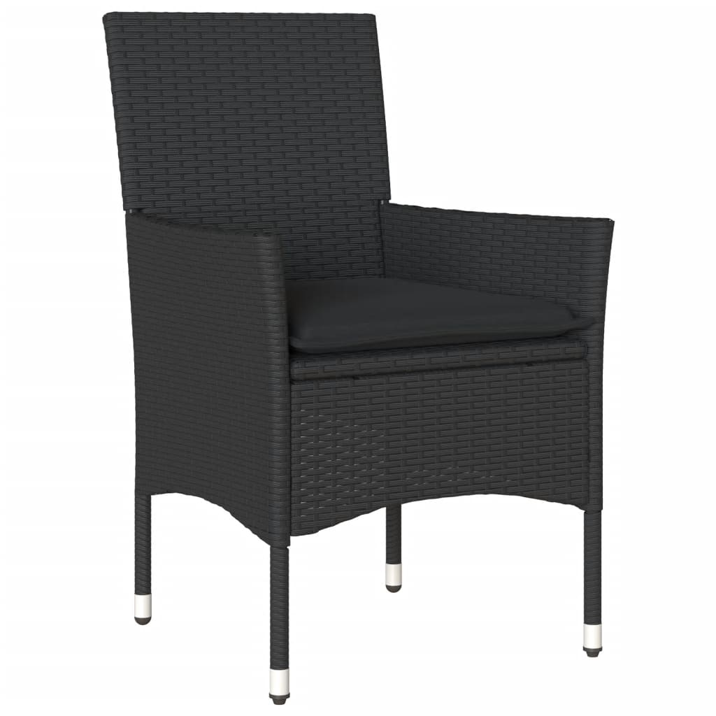 Set mobilier de grădină cu perne 7 piese negru poliratan&sticlă GartenMobel Dekor