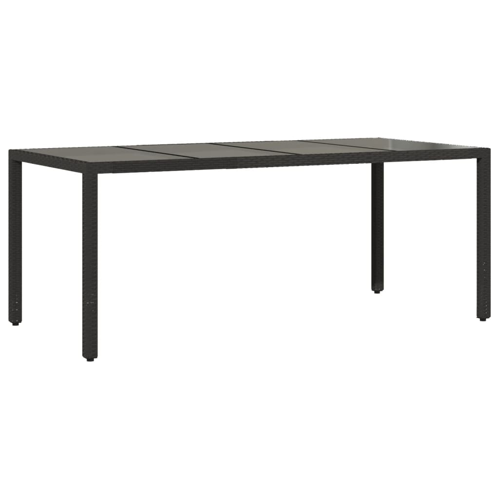 Set mobilier de grădină cu perne 7 piese negru poliratan&sticlă GartenMobel Dekor