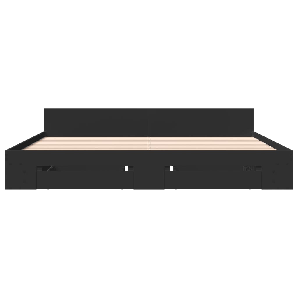 Cadru de pat cu sertare, negru, 180x200 cm, lemn prelucrat GartenMobel Dekor