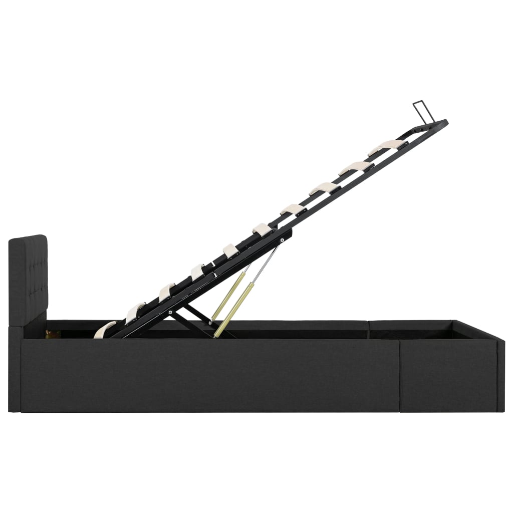 Cadru pat hidraulic cu ladă, gri închis, 90x200 cm, textil  GartenMobel Dekor