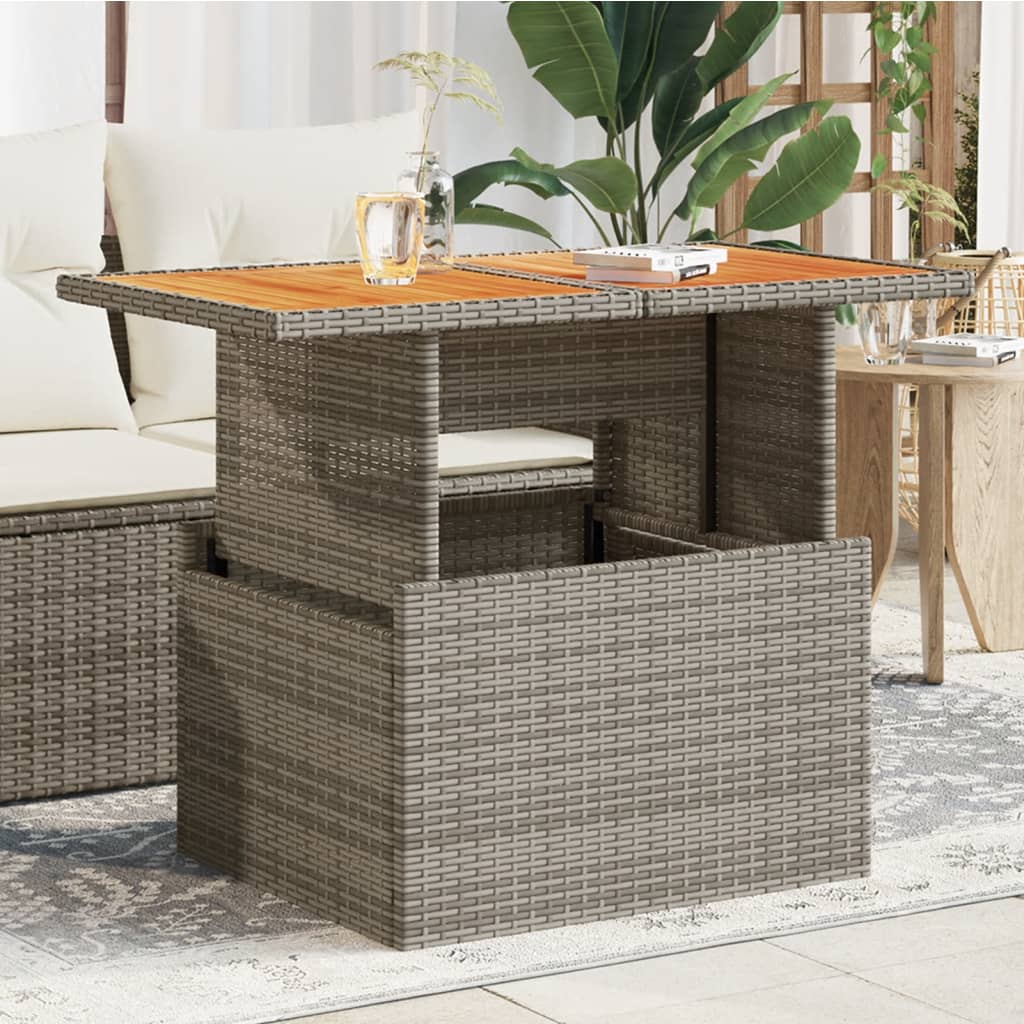 Masă de grădină, gri, 100x55x73 cm, poliratan și lemn de acacia GartenMobel Dekor